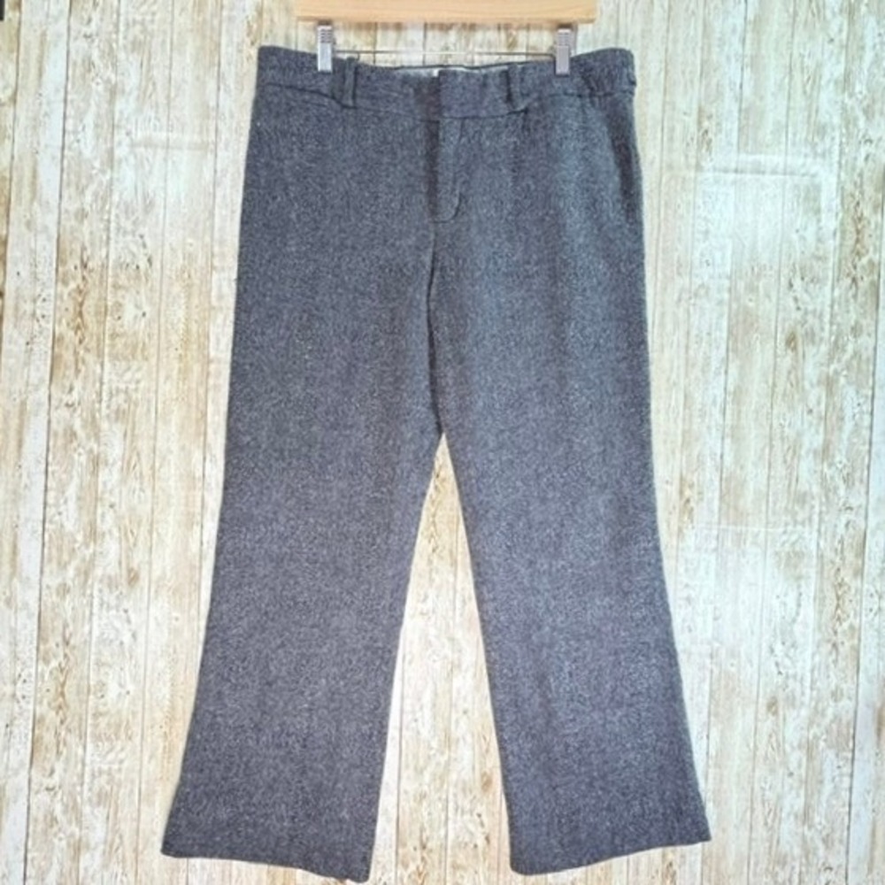 Banana Republic Martin Fit Trousers 12 Gray Tweed Wool Blend Lined Straight Leg
